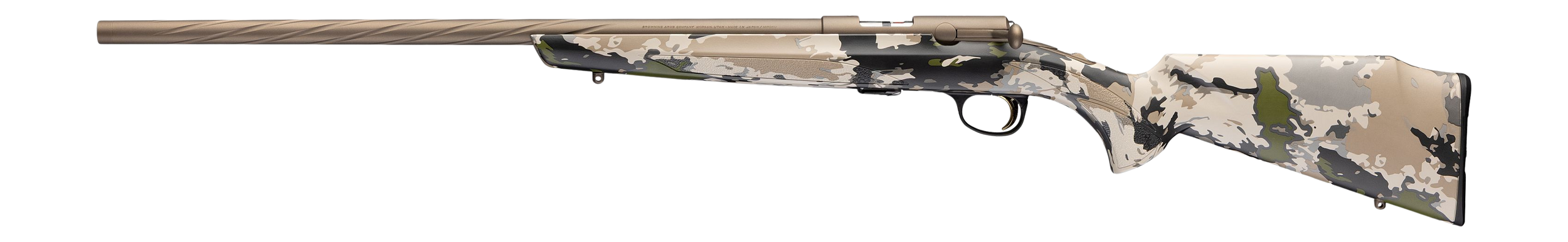 Browning 025261270 T-Bolt Speed 17 HMR 10+1 22" Smoked Bronze Cerakote Spiral Fluted Threaded Barrel, Smoked Bronze Cerakote Steel Drilled & Tapped Receiver, Ovix Camo Fixed Synthetic Stock, Left Hand