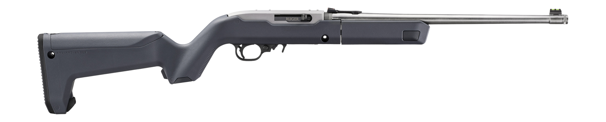 Ruger 32016 10/22 Takedown 22 LR 10+1 16.40" Satin Stainless Threaded Barrel, Satin Stainless Stainless Steel Drilled & Tapped Receiver, Stealth Gray Magpul Hunter X-22 Backpacker Synthetic Stock