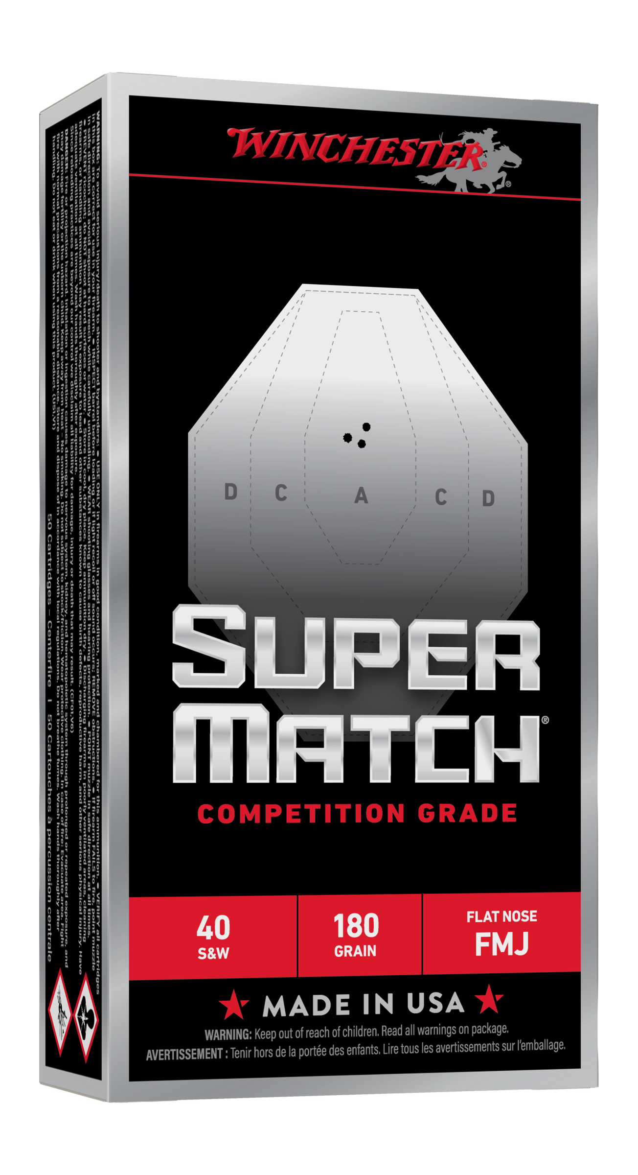 WIN SM40FN180 40SW 180GR FMJ-FN 50/10