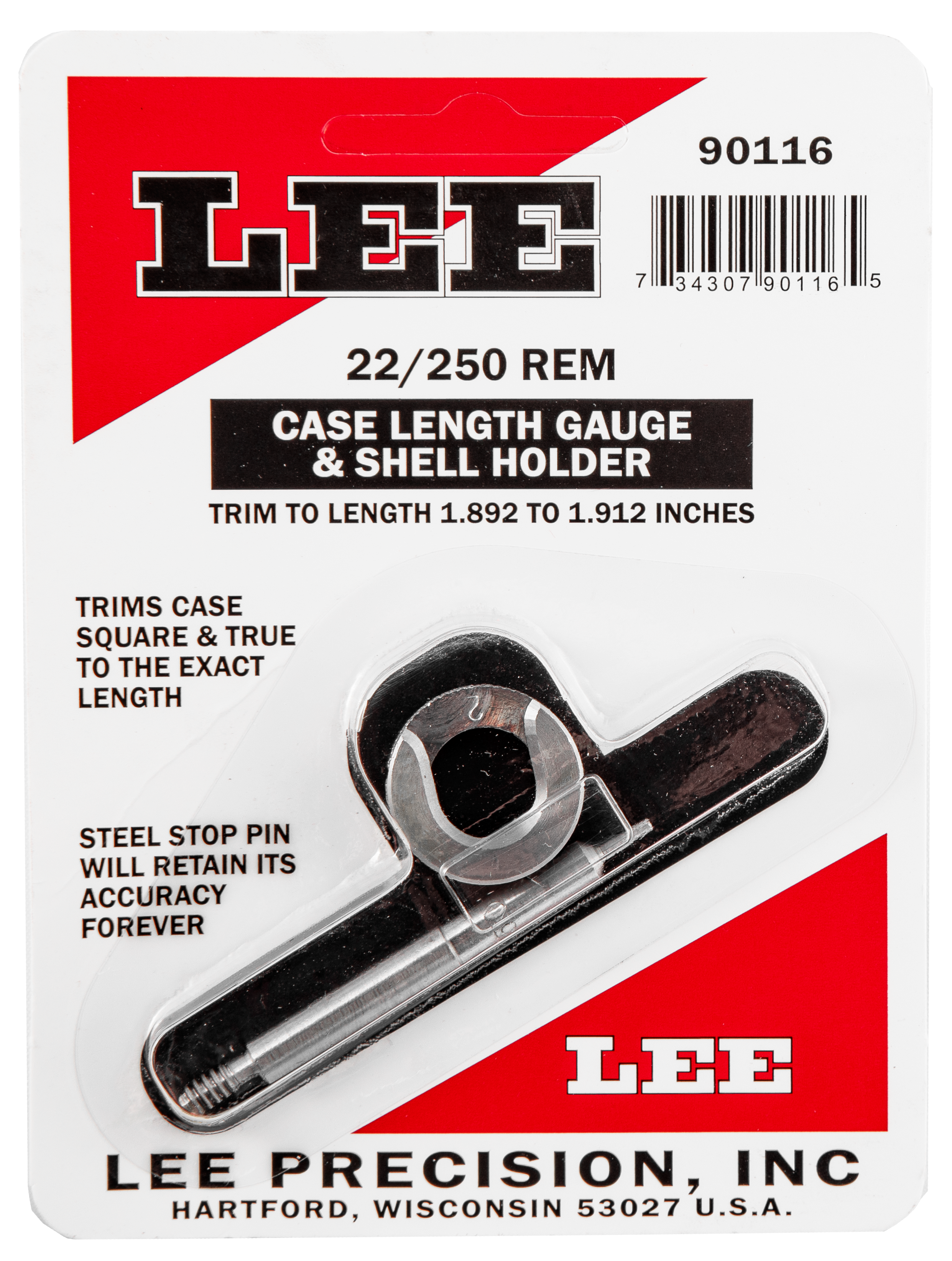 LEE 90116 GAUGE/HOLDER 22/250 REM
