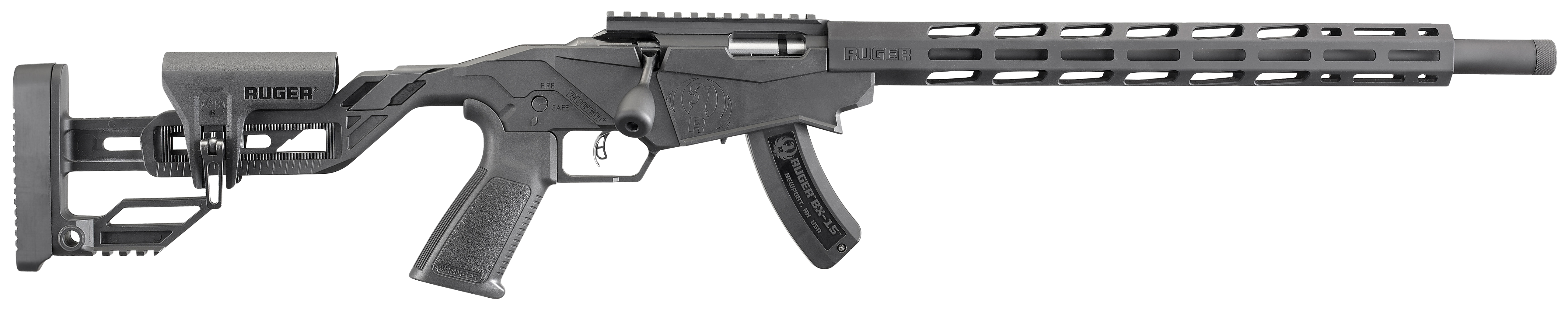 Ruger 8400 Precision Rimfire Full Size 22 LR 15+1 18" Black Threaded Barrel, Black Hard Coat Anodized Aluminum Receiver w/Picatinny Rail, 15" M-LOK Handguards, Black Synthetic Adj Quick-Fit Precision
