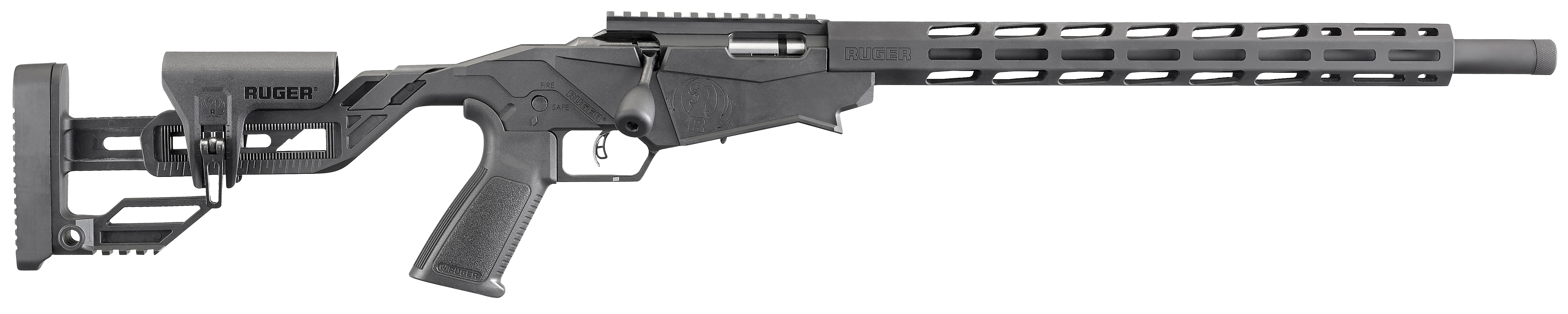 Ruger 8401 Precision Rimfire Full Size 22 LR 10+1 18" Black Threaded Barrel, Black Hard Coat Anodized Aluminum Receiver w/ Picatinny Rail, 15" M-LOK Handguards, Black Synthetic Adj Quick-Fit Precisio