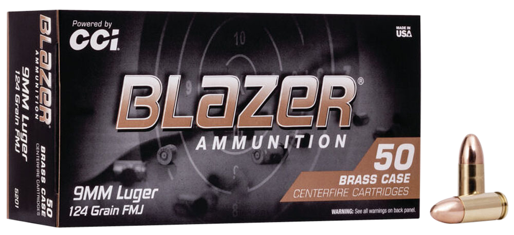 CCI 5201 BLAZER BRASS 9MM 124 FMJ 50/20
