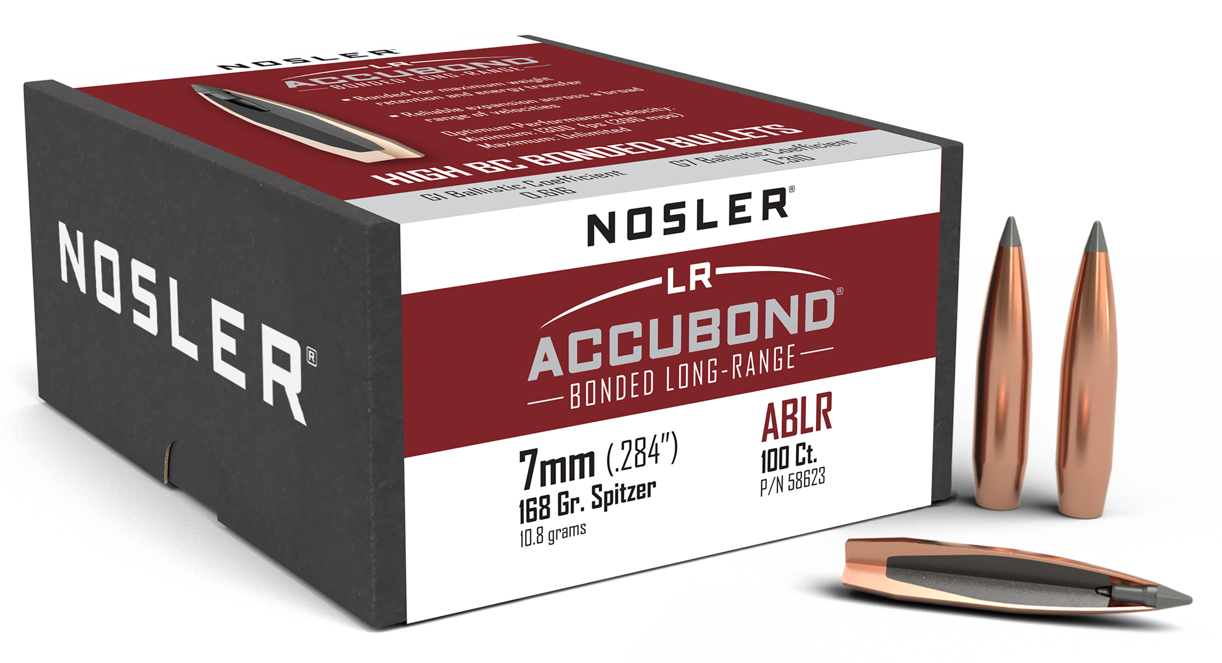 NOS 58623 ACCUBOND LR .284 168 SP 100