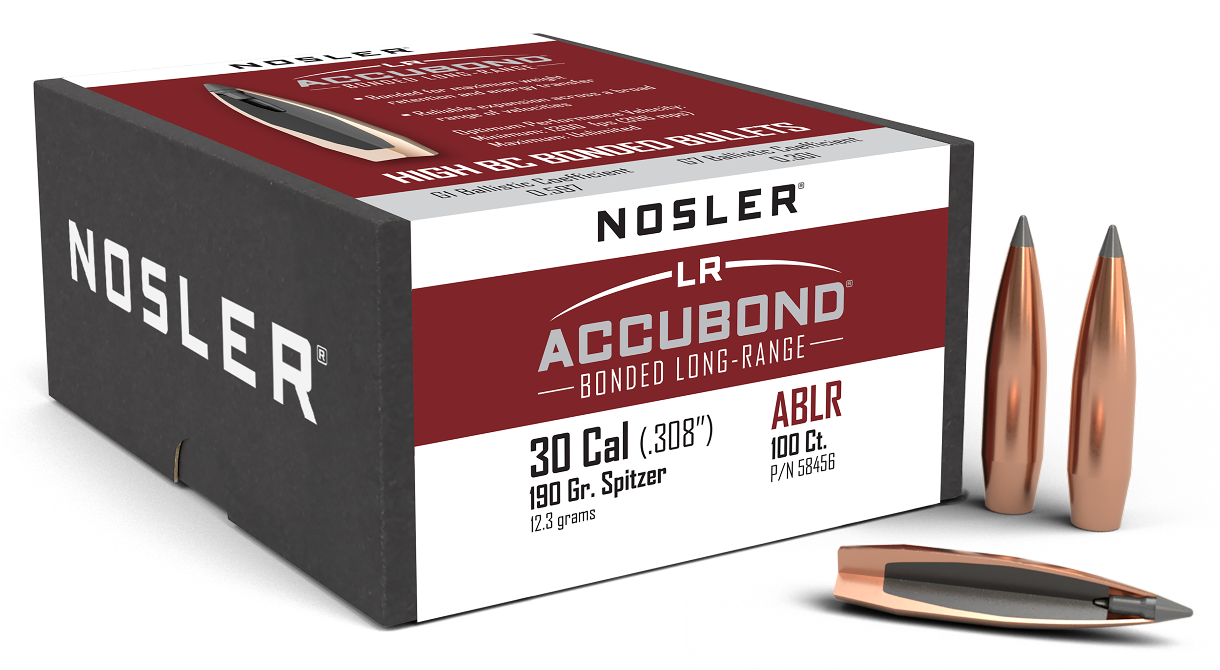 NOS 58456 ACCUBOND LR .308 190 SP 100