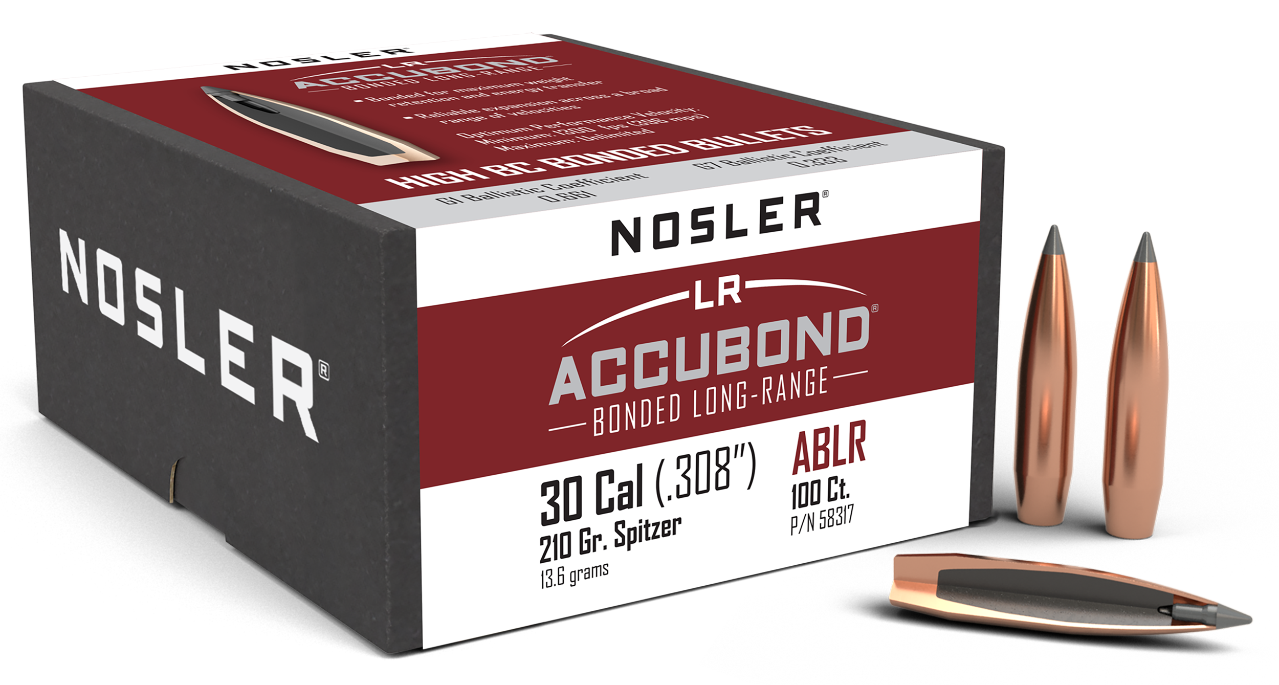 NOS 58317 ACCUBOND LR .308 210 SP 100