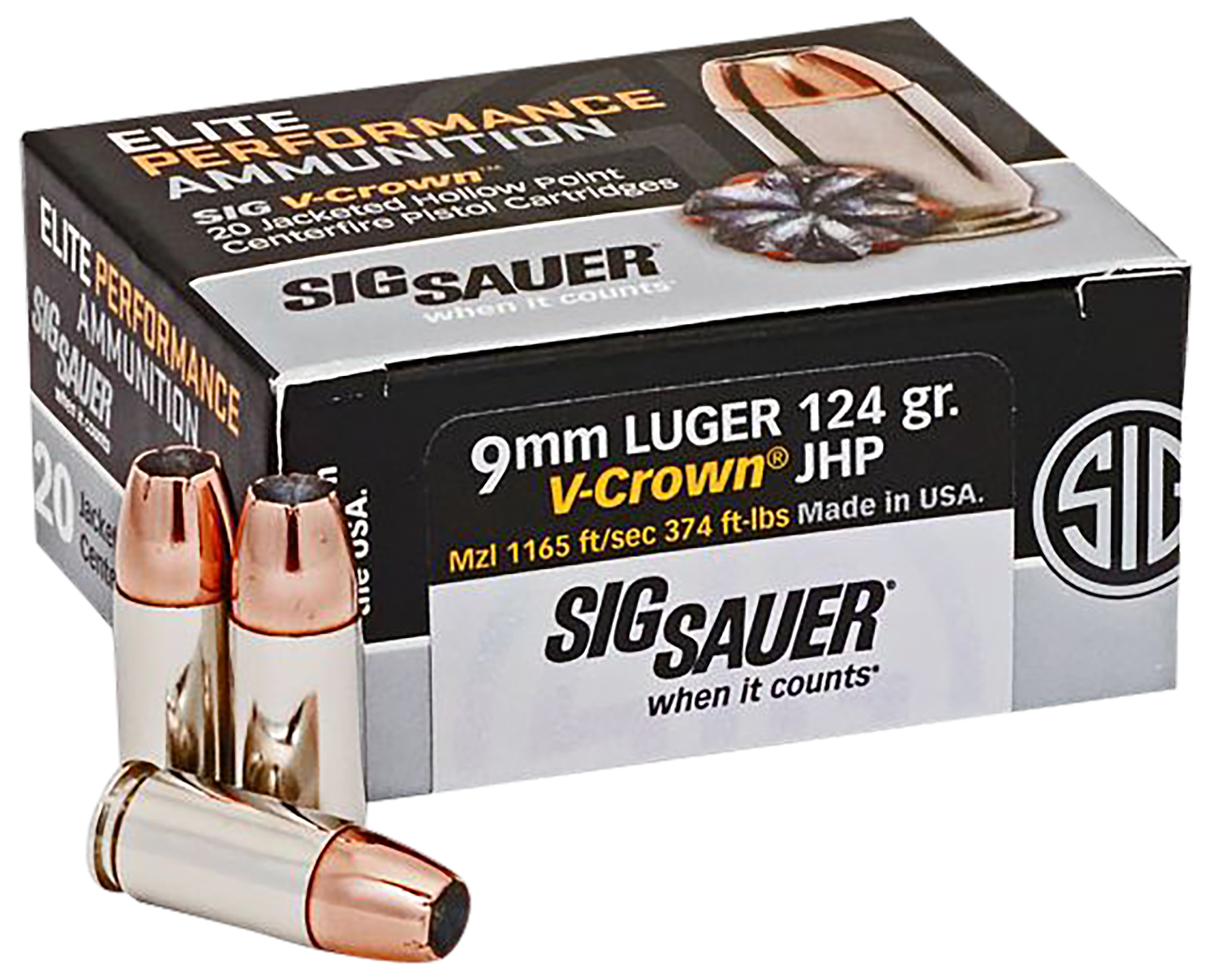 SIG E9MMA2-20 VCRWN 9MM 124 JHP 20/10