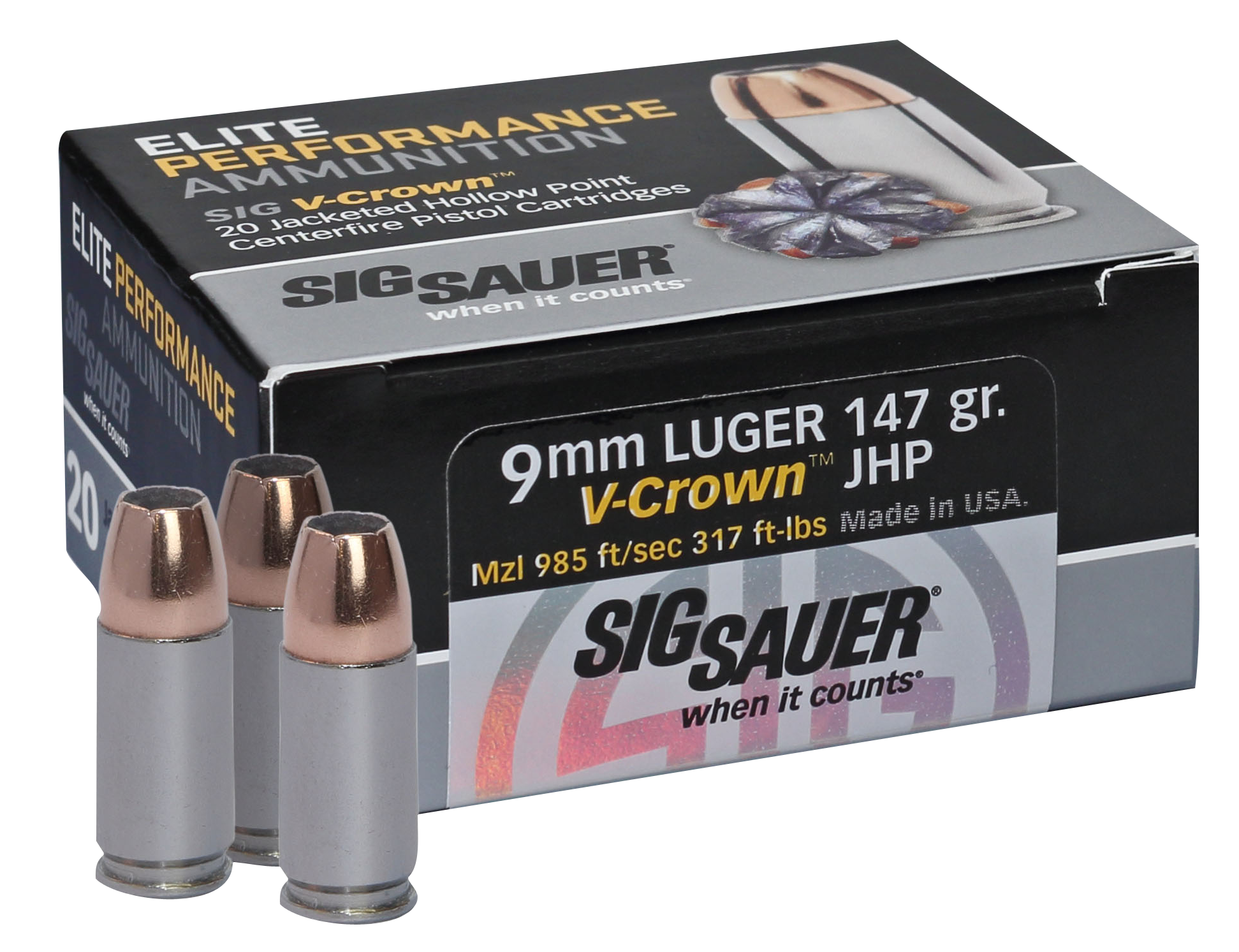 SIG E9MMA3-20 ELITE VCRWN 9MM 147 JHP 20/10