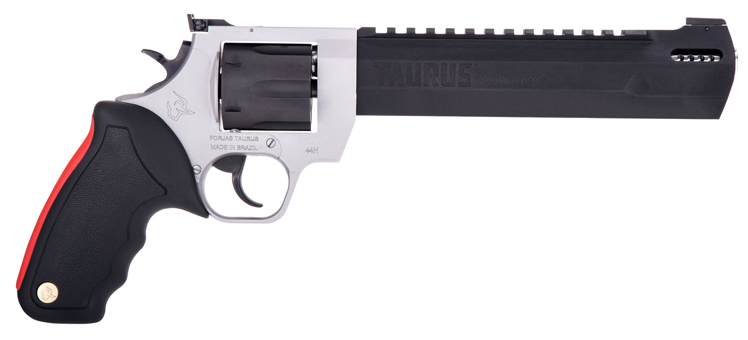 Taurus 2-440085RH Raging Hunter  44 Rem Mag 6rd 8.37" Black Stainless Steel Barrel Matte Black Oxide Cylinder Matte Stainless Steel Frame Black Rubber with Integrated Red Cushion Insert Grip