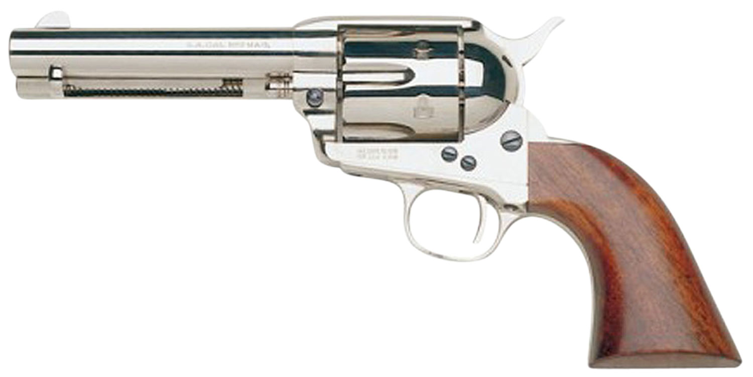 Taylors & Company 555124 1873 Cattleman 357 Mag Caliber with 4.75" Barrel, 6rd Capacity Cylinder, Overall Nickel-Plated Finish Steel & Walnut Grip