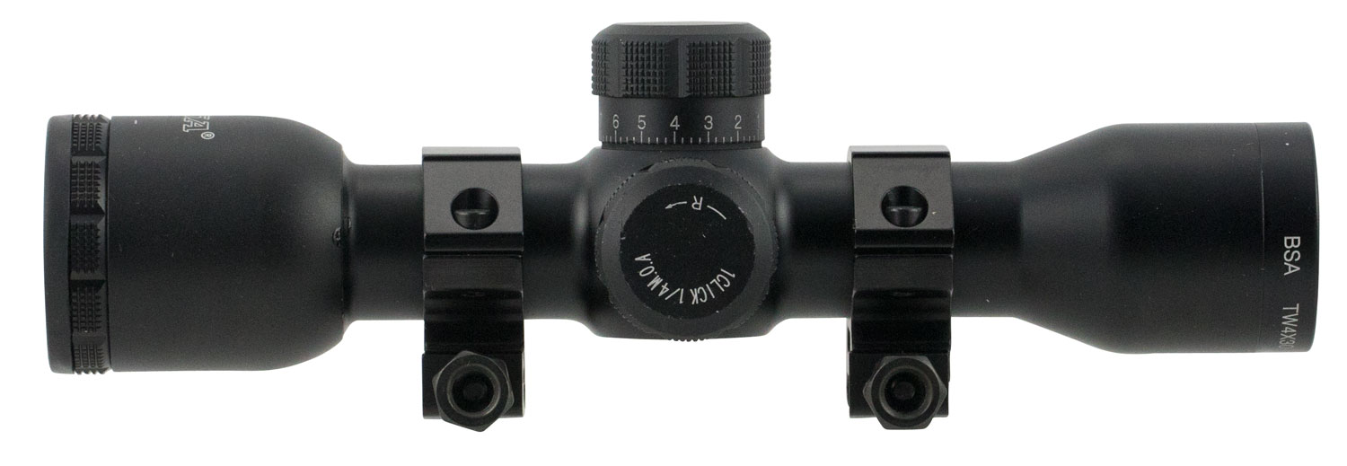 BSA TW4X30 Tactical Weapon  Black Matte 4x 30mm 1 Tube Mil-Dot Reticle Features AR & SKS Mounts & Rings