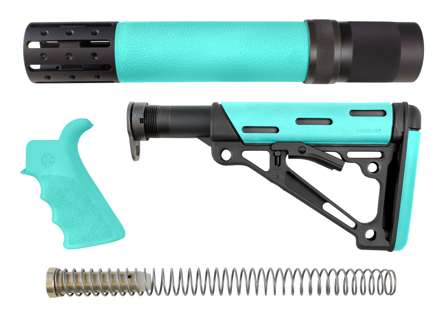 Hogue 13478 OverMolded 3-Piece Kit Aqua Rubber AR-15 Rifle Length