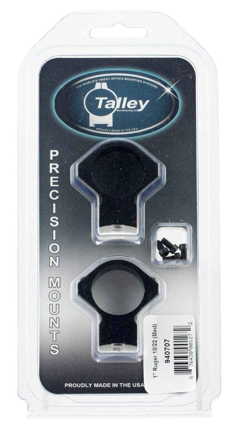 Talley 940707 Ruger 10-22 Scope Mount-Ring Combo Black Anodized 1"