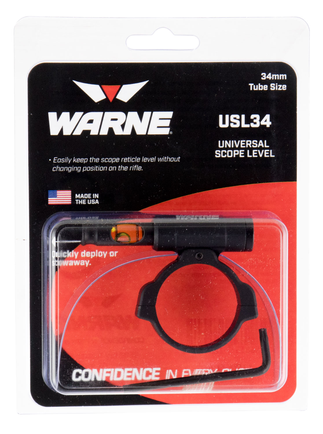 Warne USL34 Universal Scope Level 34mm Tube Aluminum Black