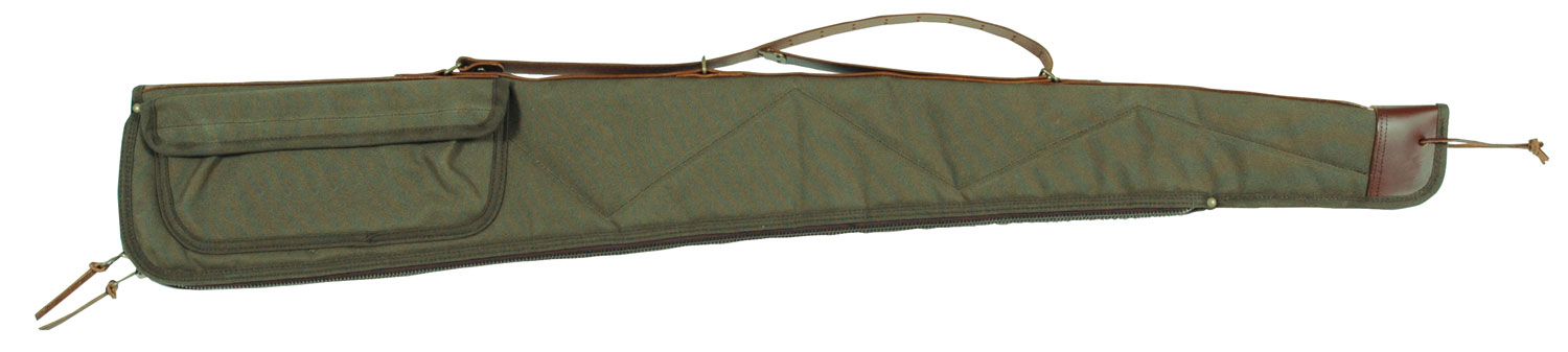 Bob Allen 14534 Canvas Shotgun Case Green 48" Quilted Lining Leather Strap