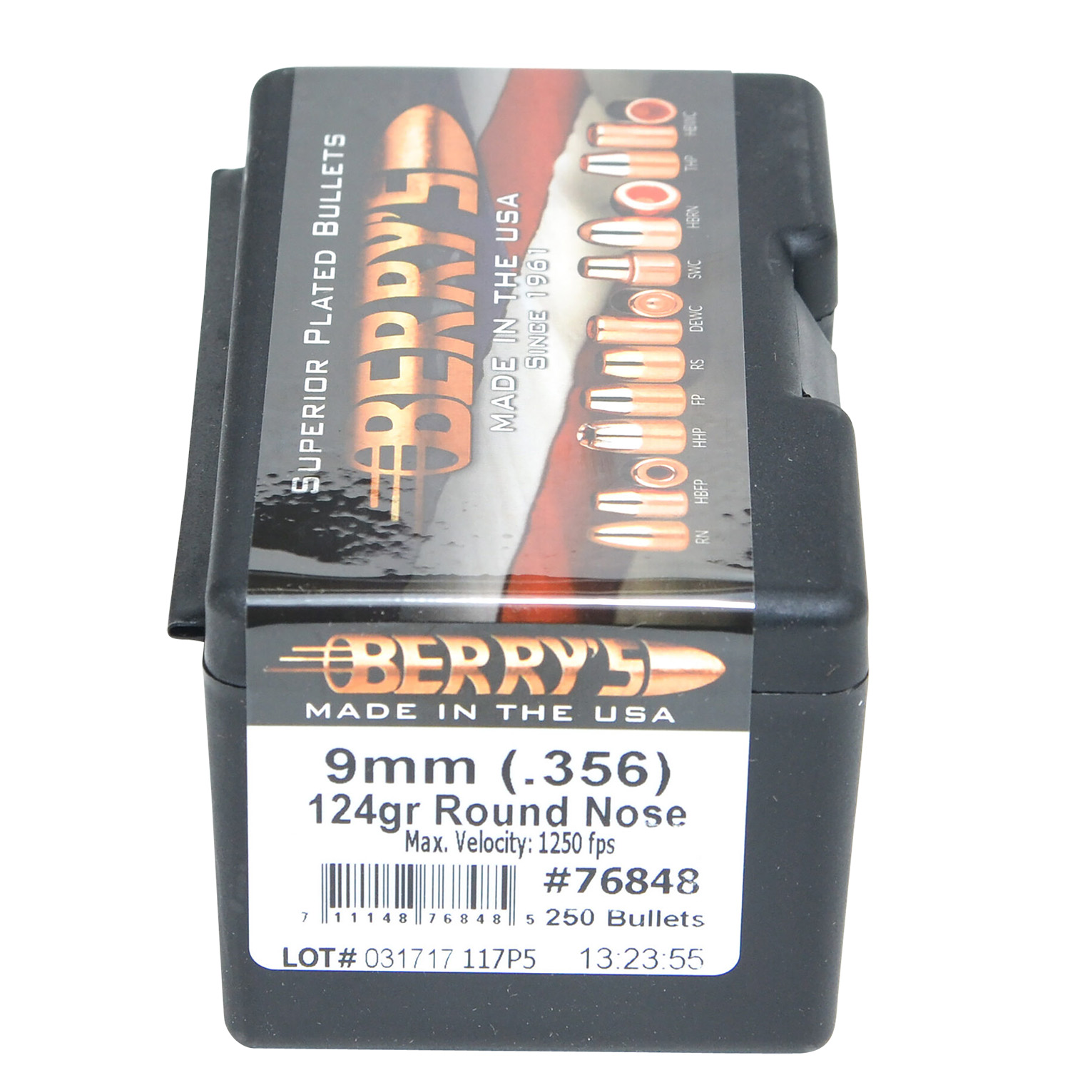 Berry's 76848 Superior Pistol 9mm-356 124gr Round Nose 250-Box