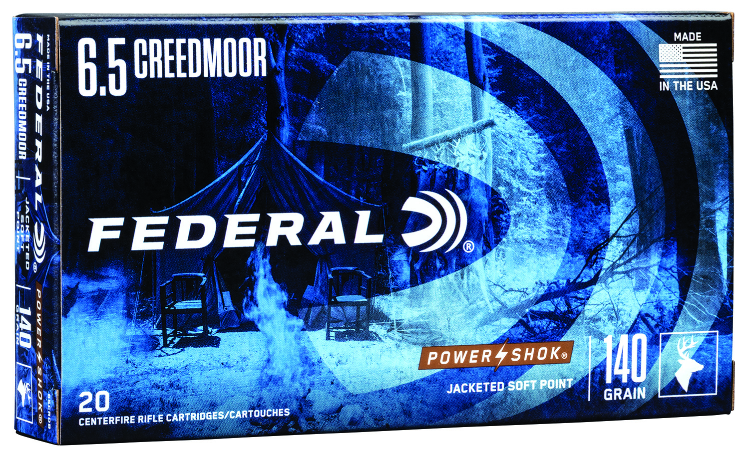Federal 65CRDB Power-Shok  6.5Creedmoor 140gr Jacketed Soft Point 20 Per Box/10 Case