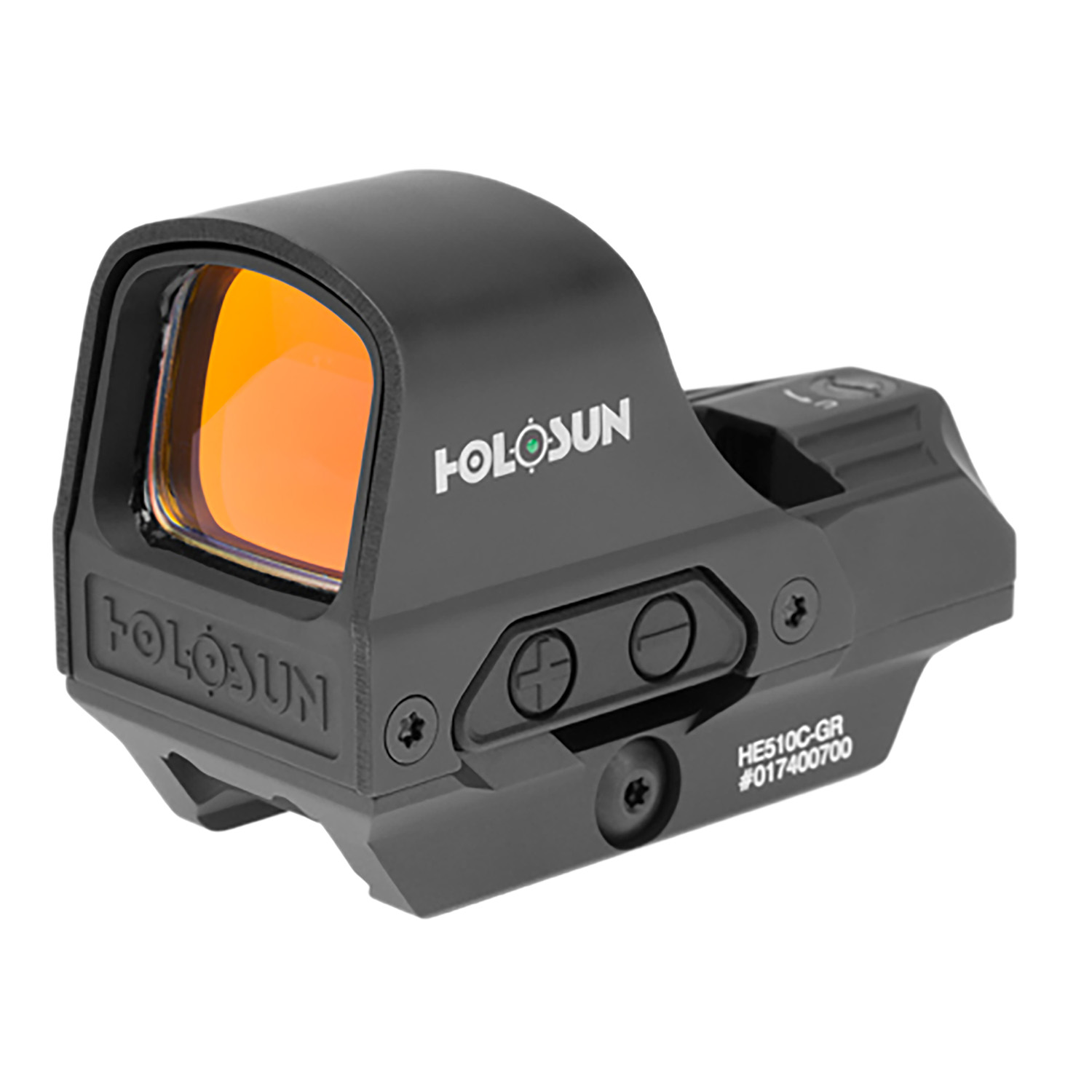 Holosun HE510C-GR ELITE Open Reflex 1x 2MOA Dot, 65MOA Ring, Black, T6061-T6 Aluminum, Titanium Hood
