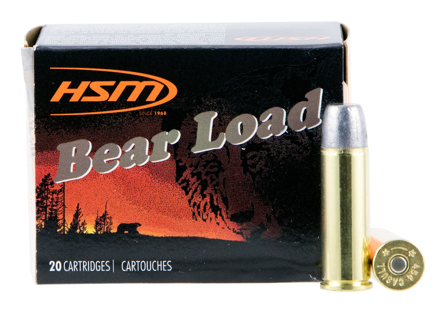 HSM 454C4N20 Bear Load .454 Casull 325gr Wide Flat Nose Ammo 20 Rounds