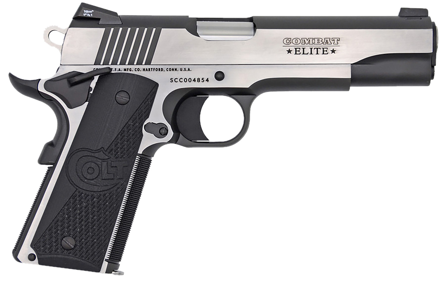 Colt 1911 Combat Elite Gov 9mm 5" 9+1 Two-Tone Elite Finish Stainless Frame & Slide Night Sights - Colt - 9mm