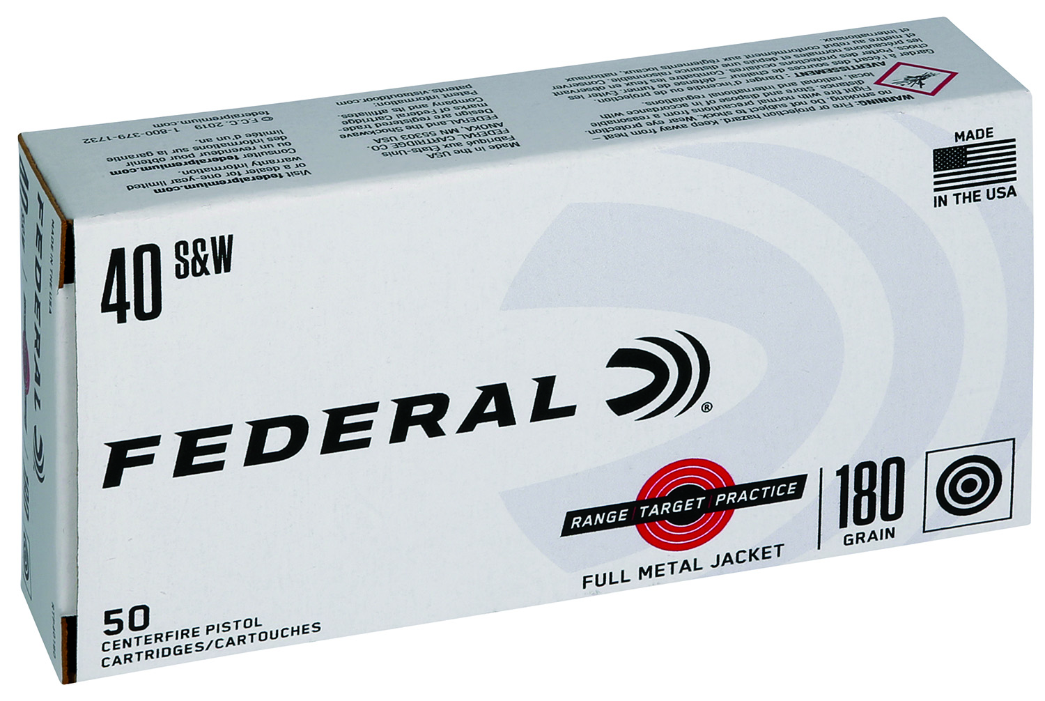 Federal RTP40180 Range & Target 40S&W 180gr Full Metal Jacket 50 Per...
