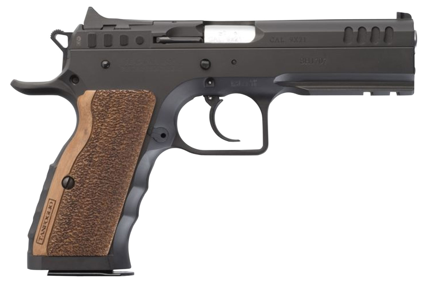 Tanfoglio TFSTOCKI9 Defiant Stock I 9mm 4.5" 16+1 Black Steel Wood Grip