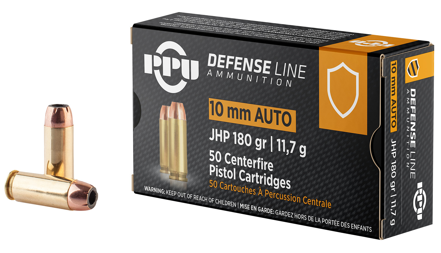 PPU PPD10 Defense  10mmAuto 180gr Jacketed Hollow Point 50 Per Box/10 Case