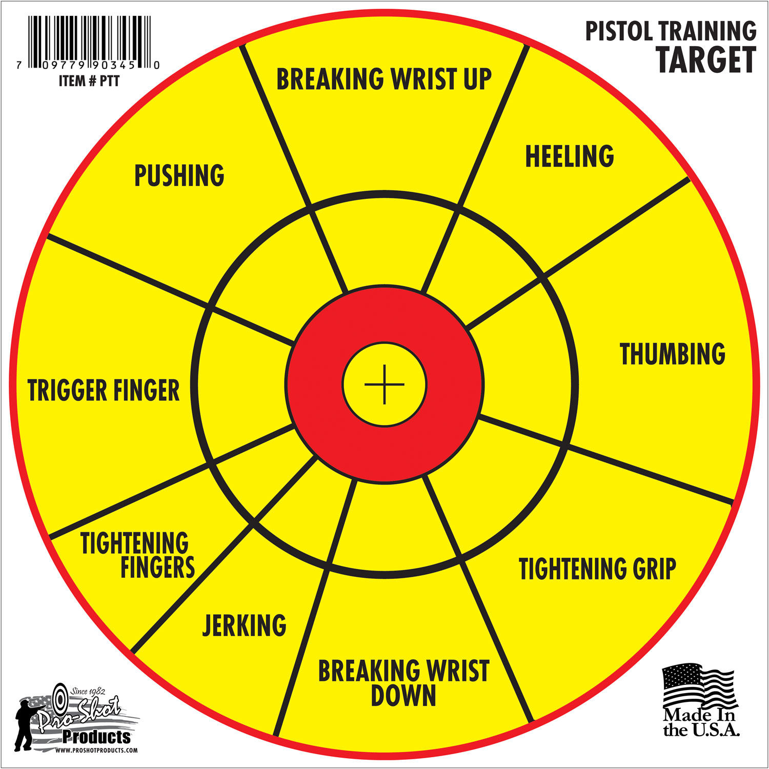 Pro-Shot PTT6PK Pistol Training 12" Diagnostic Bullseye Hanging Paper...-img-0