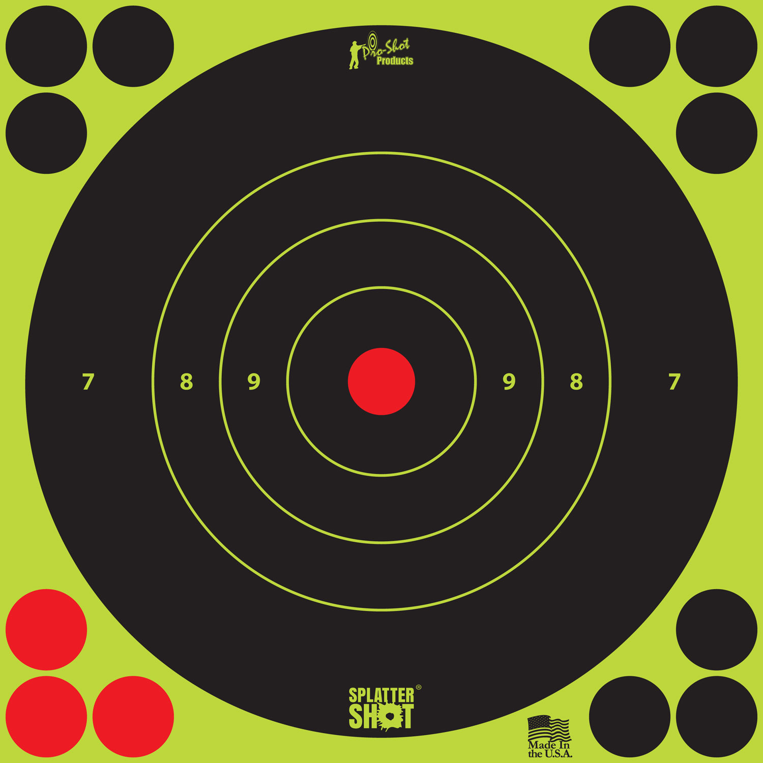 PROSHOT 8B-GREEN-6PK      8" SPLATTER BULLSEYE TRG