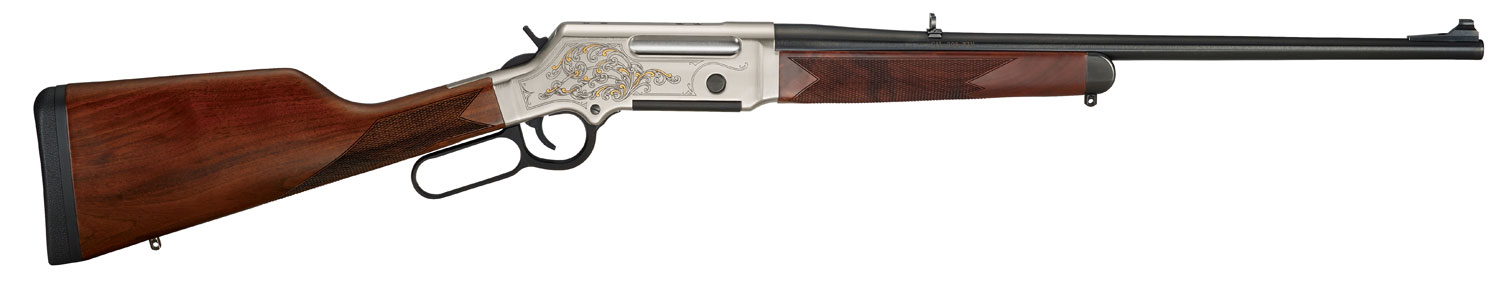 Henry H014D223 Long Ranger Deluxe Full Size 223 Rem/5.56x45mm NATO 5+1 20 Blued Steel Barrel, Engraved Nickel-Plated w/24K Gold Inlay Steel Receiver, American Walnut Stock Right Hand