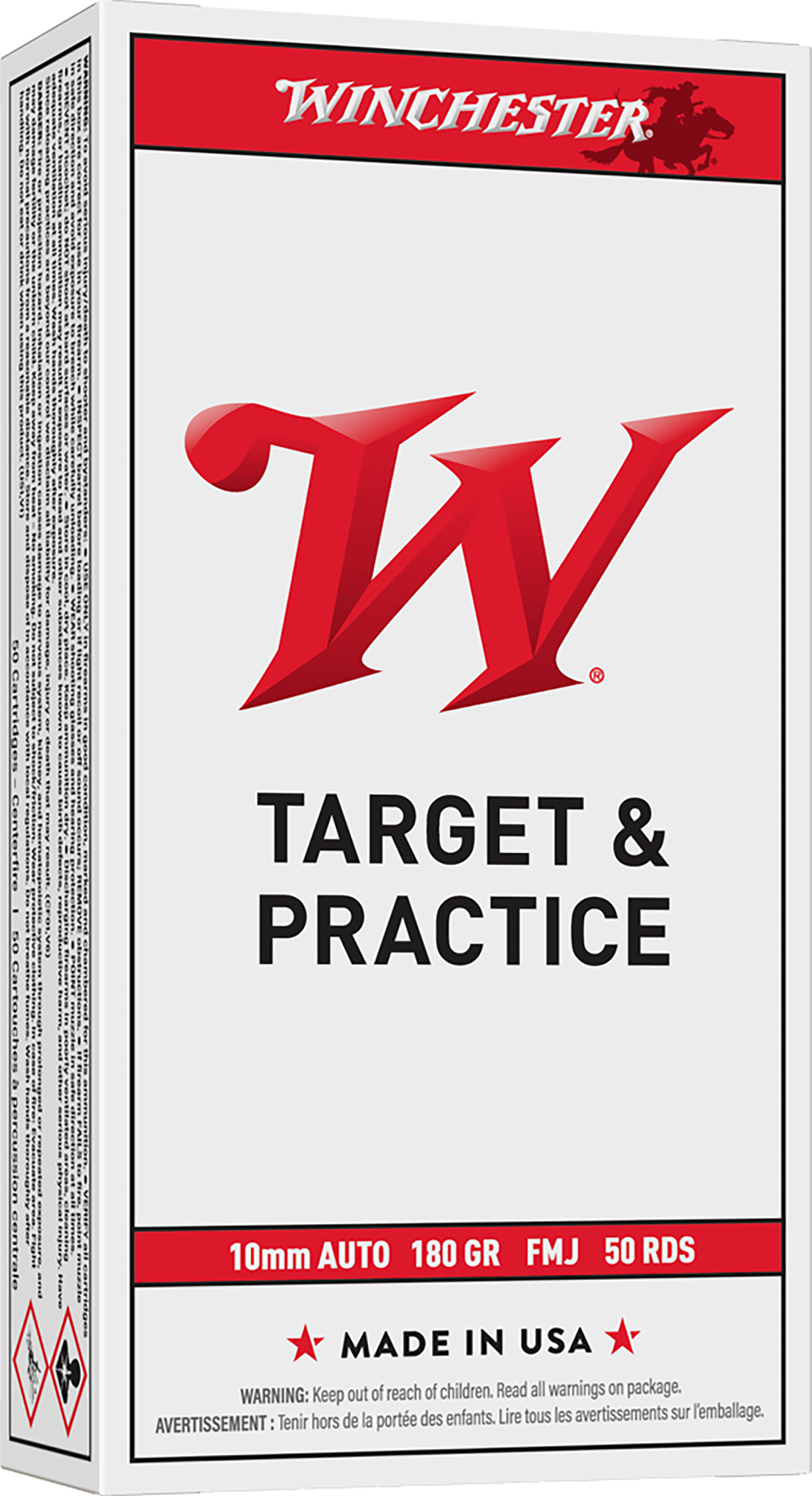 Winchester Ammo USA10MM USA  10mmAuto 180gr Full Metal Jacket Flat Nose 50 Per Box/10 Case