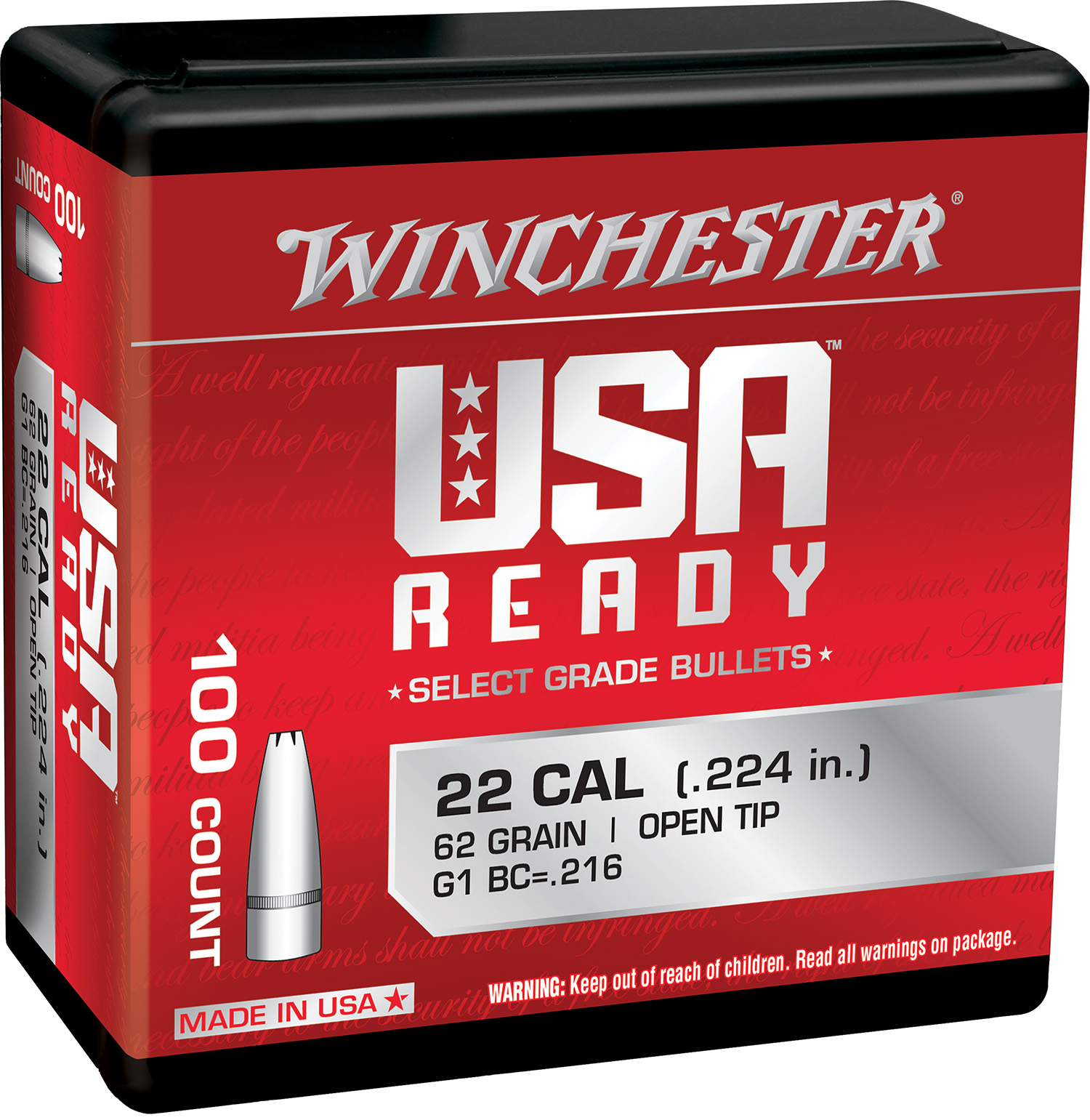 Winchester WBR22462 Centerfire Rifle 224 Valkyrie 62 gr Open Tip 100