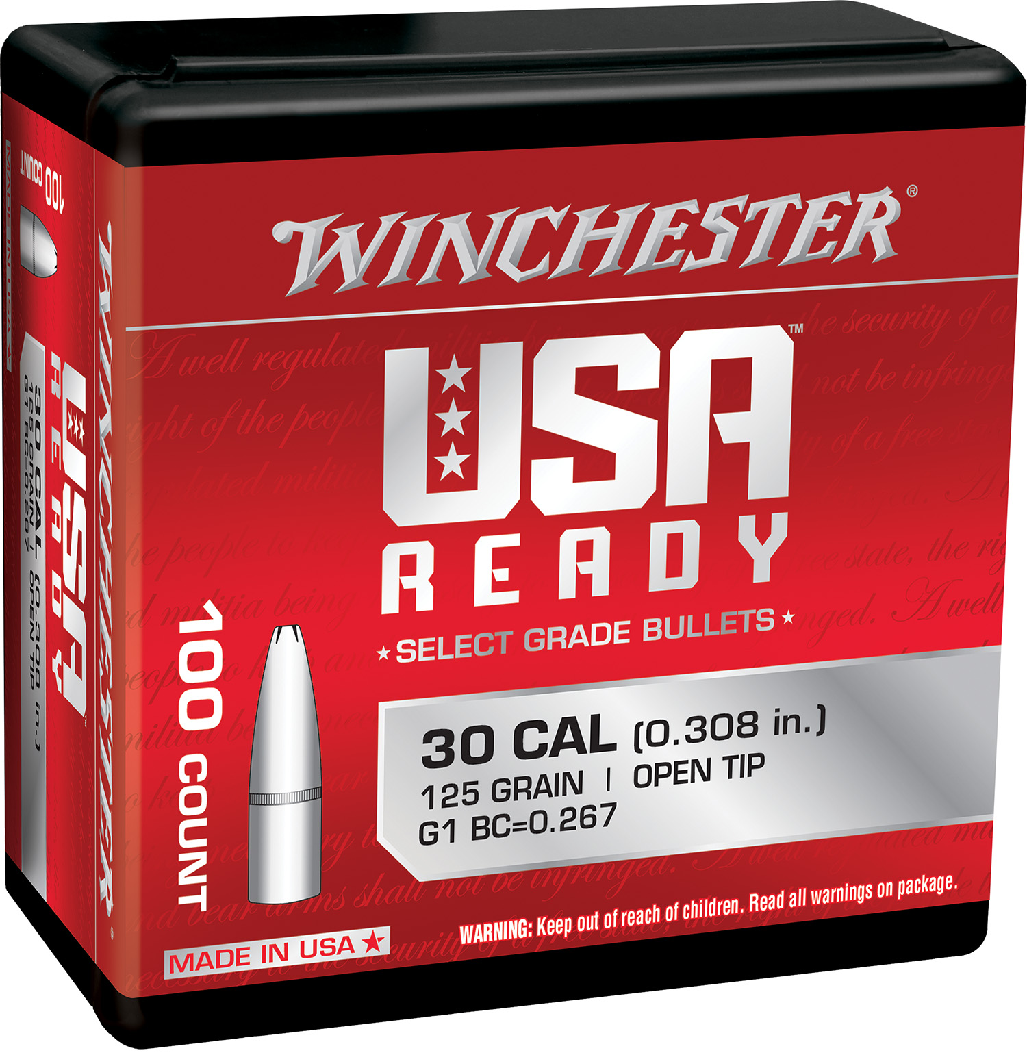Winchester Ammo WBR30125 Centerfire Rifle 308Win 125gr Open Tip 100 Per...