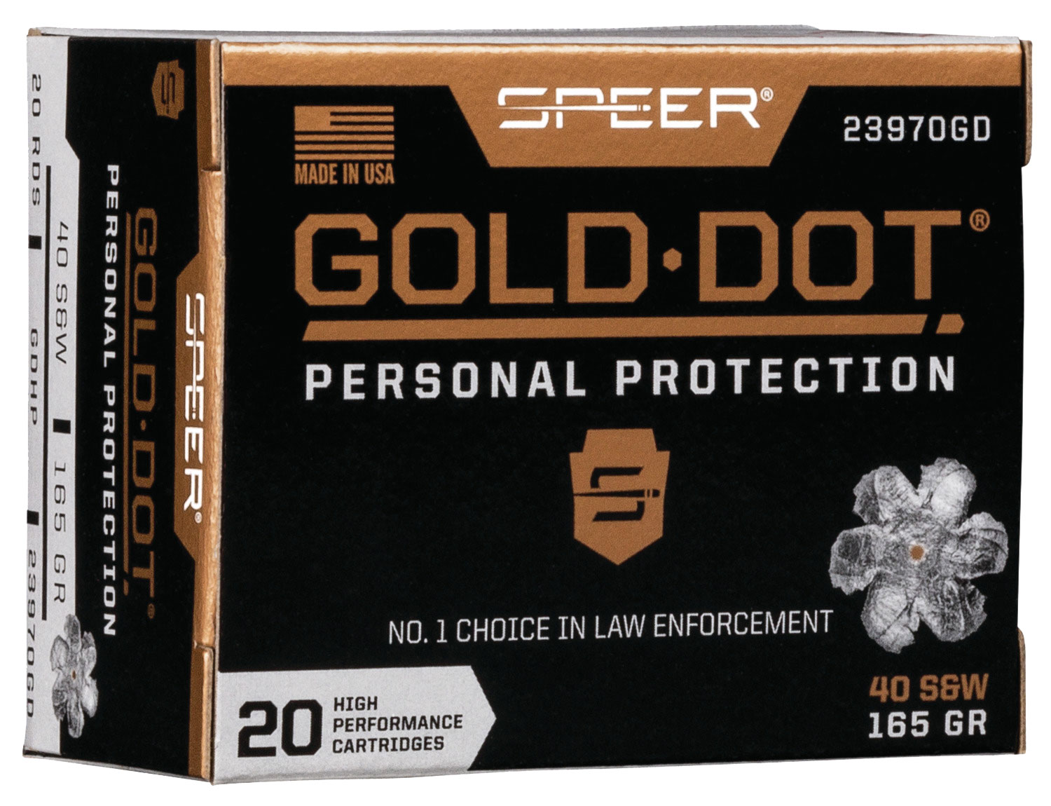 Speer 23970GD Gold Dot Personal Protection 40S&W 165gr Hollow Point 20 Per Box/10 Case