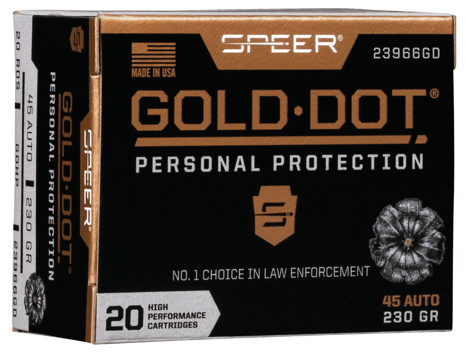 Speer 23966GD Gold Dot Personal Protection 45ACP 230gr Hollow Point 20 Per Box/10 Case