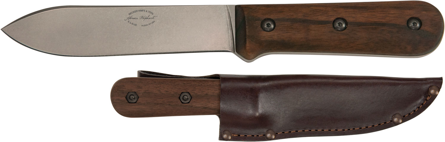 Ka-Bar BK62 Becker Kephart 5.13" 1095 Cro-Van Walnut Knife with Sheath
