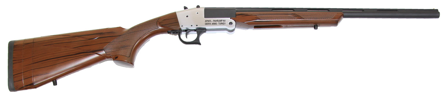 Rock Island TK104 Traditional Single Shot 410 Gauge with 20 Black Parkerized Barrel, 3 Chamber, 1rd Capacity, Silver Anodized Metal Finish & Woodgrain Finish Synthetic Stock Right Hand (Full Size)