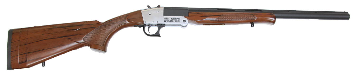Rock Island TK105 Traditional Single Shot 20 Gauge with 20 Black Parkerized Barrel, 3 Chamber, 1rd Capacity, Silver Anodized Metal Finish & Woodgrain Finish Synthetic Stock Right Hand (Full Size)