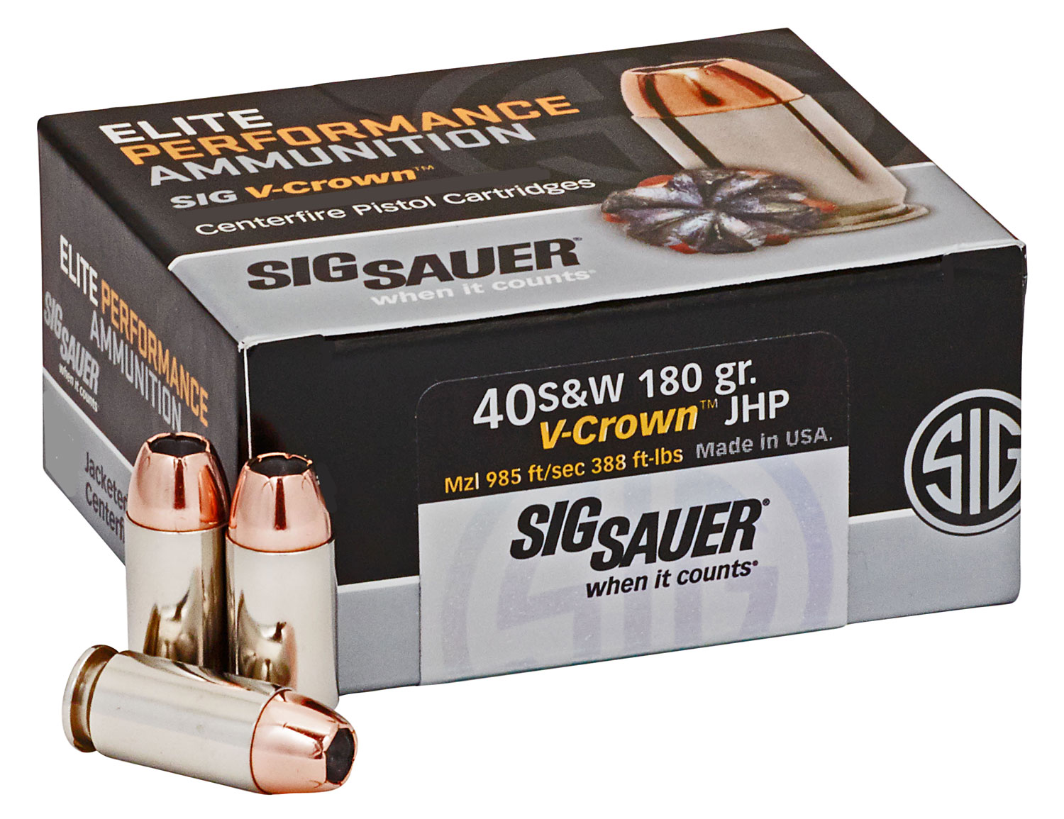 SIG SAUER Elite Performance 40S&W 180Gr VCrown JHP