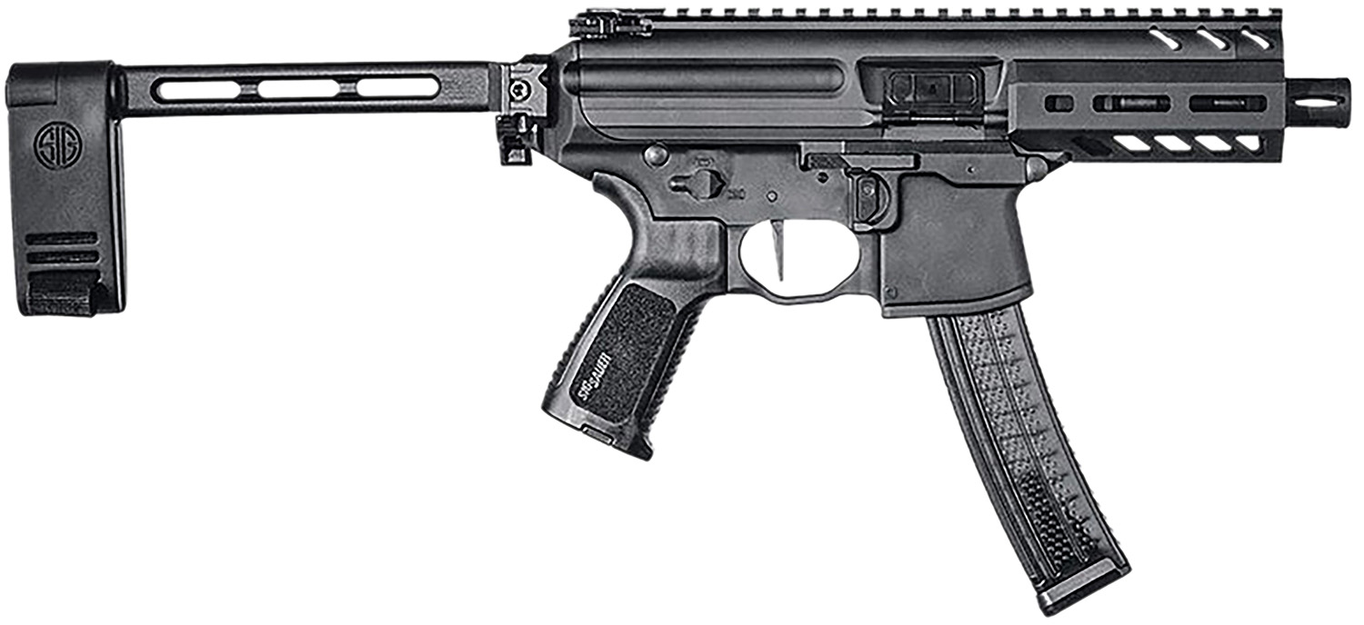 Sig Sauer PMPX4B9 MPX K  9mm Luger Caliber with 4.50" Barrel, 30+1 Capacity, Black Hard Coat Anodized Metal Finish, Folding Pivoting Contour Brace Stock & Black Polymer Grip Right Hand