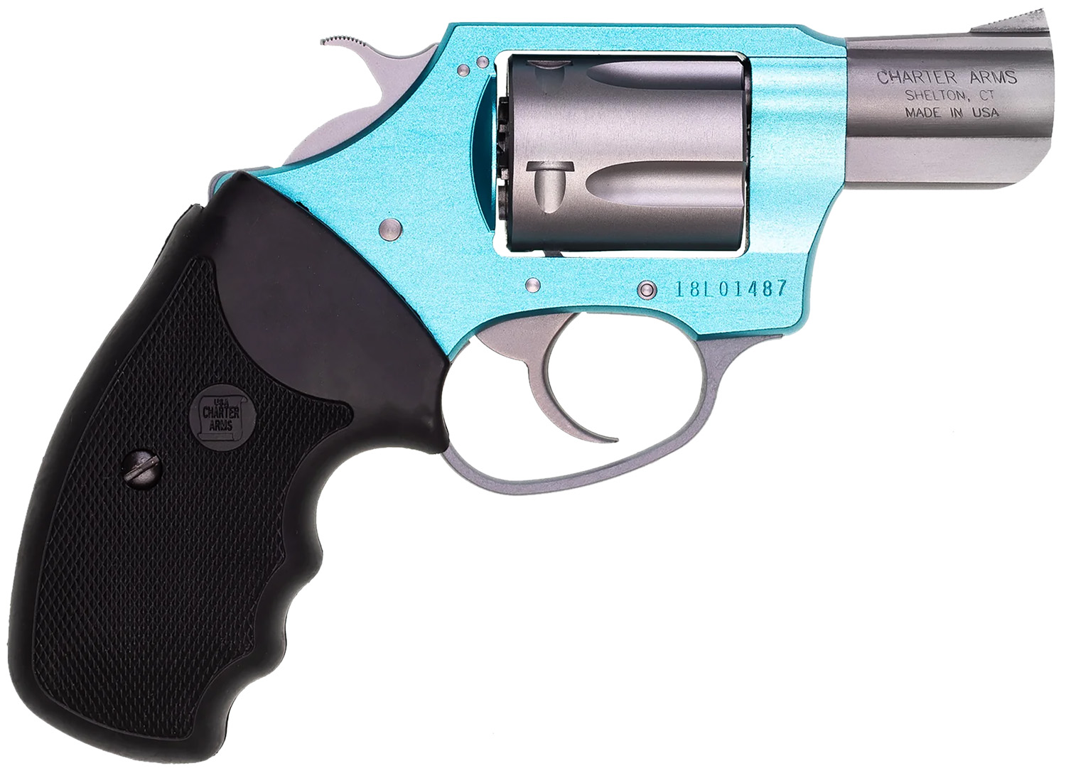Charter Arms 53860 Undercover Lite Santa Fe Sky Small 38 Special, 5 Shot 2 Stainless Steel Barrel & Cylinder, Turquoise Aluminum Frame w/Black Finger Grooved Rubber Grip, Exposed Hammer