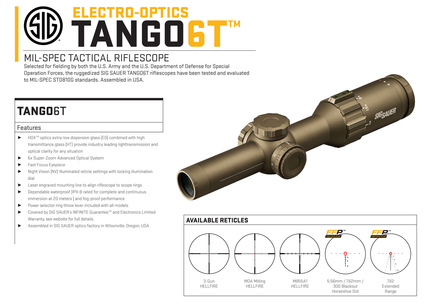 SIG Sauer Tango6T SOT61231 – Brilliant 1-6x LPVO Riflescope FFP 7 SIG Sauer Tango6T SOT61231 additional view