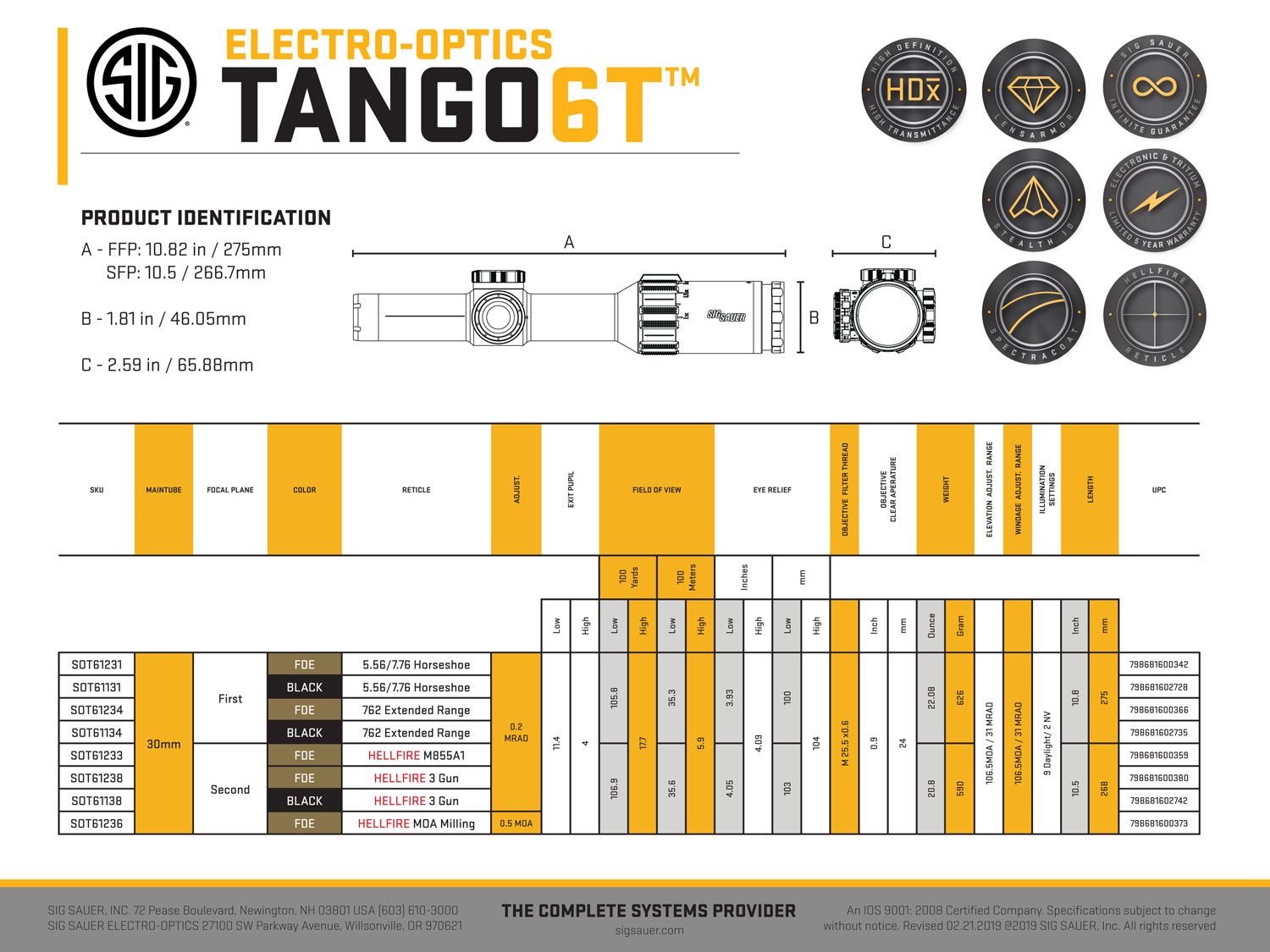 SIG Sauer Tango6T SOT61231 – Brilliant 1-6x LPVO Riflescope FFP 8 SIG Sauer Tango6T SOT61231 detail view