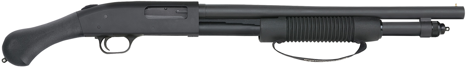 Mossberg 50639 590 Shockwave 12 Gauge 6+1 3 18.50 Barrel, Blued Metal Finish, Drilled & Tapped Receiver, Dual Extractors, Corncob Forend w/Strap, Raptor Birdshead Grip Stock
