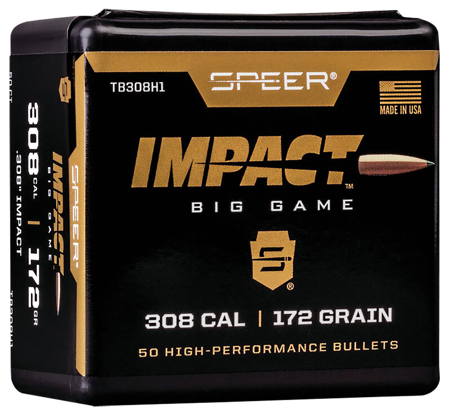 Speer Impact Big Game Rifle Bullets .308 Win 172gr TIPPED PLATED CB 50-ct