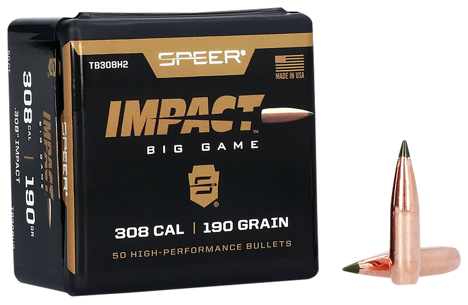 Speer TB308H2 Impact 30 Cal 190gr Polymer Tip Bullets 50/Box