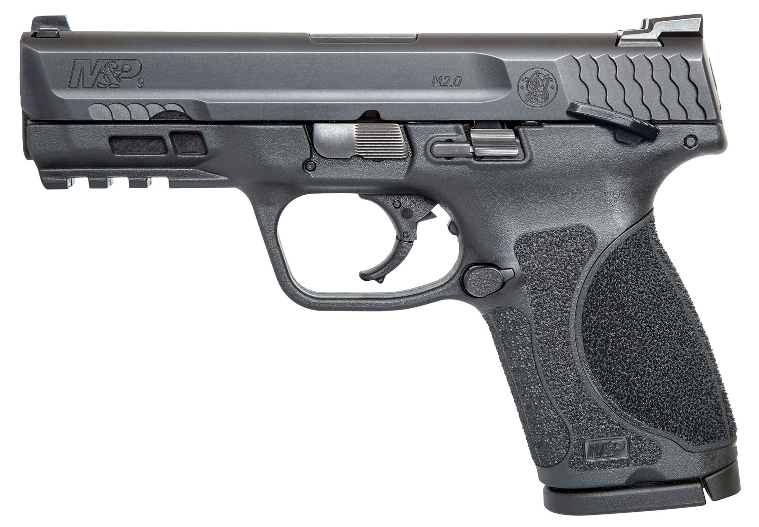 Smith & Wesson M&P M2.0 Compact 9mm Luger 10+1, 4" Black Armornite Stainless Steel Barrel & Serrated Slide, Black Armornite Polymer Frame w/Picatinny Rail