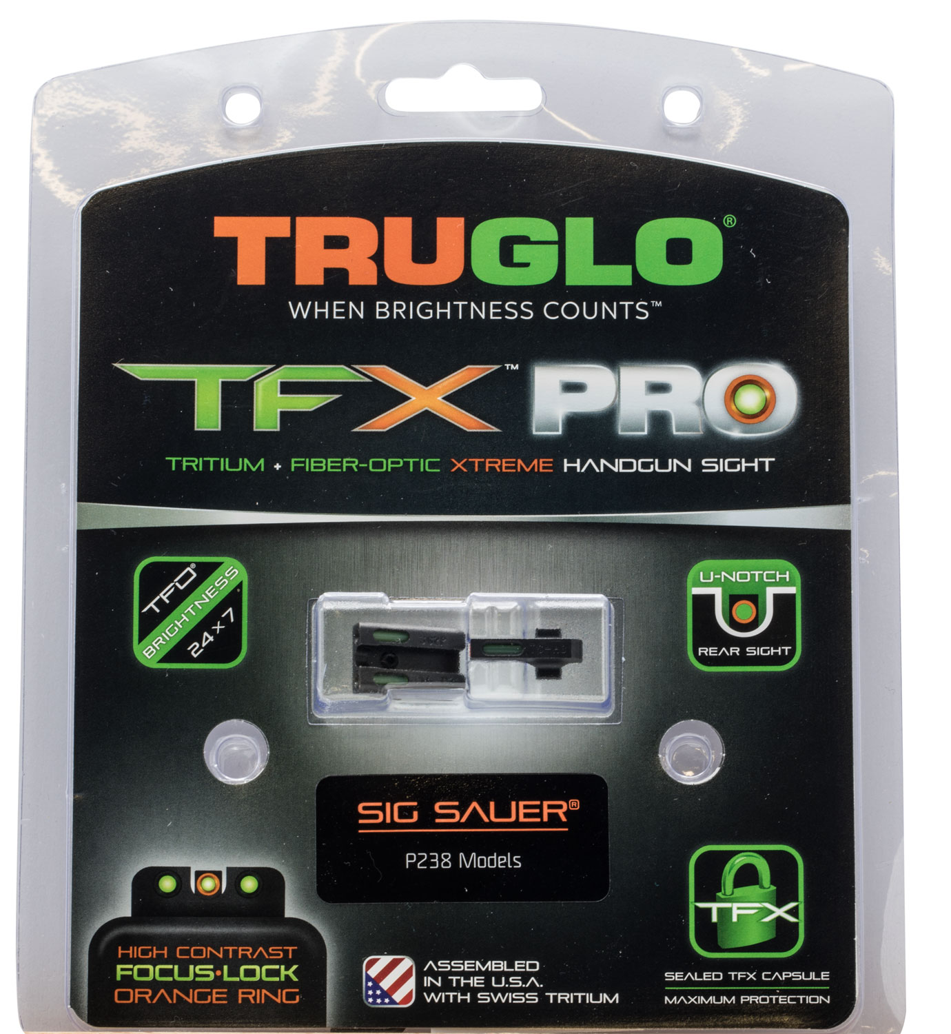 TruGlo TG13SG3PC TFX Pro Black | Green Tritium & Fiber Optic Orange...