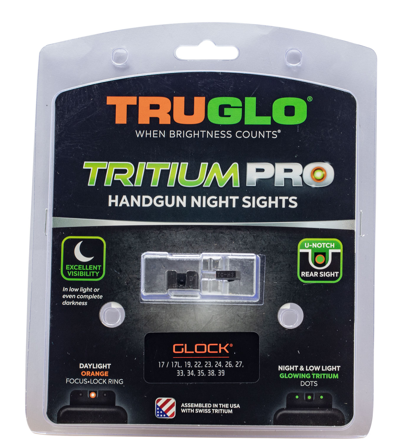 TruGlo TG231G2C Tritium Pro Night Sights Black for Glock 21