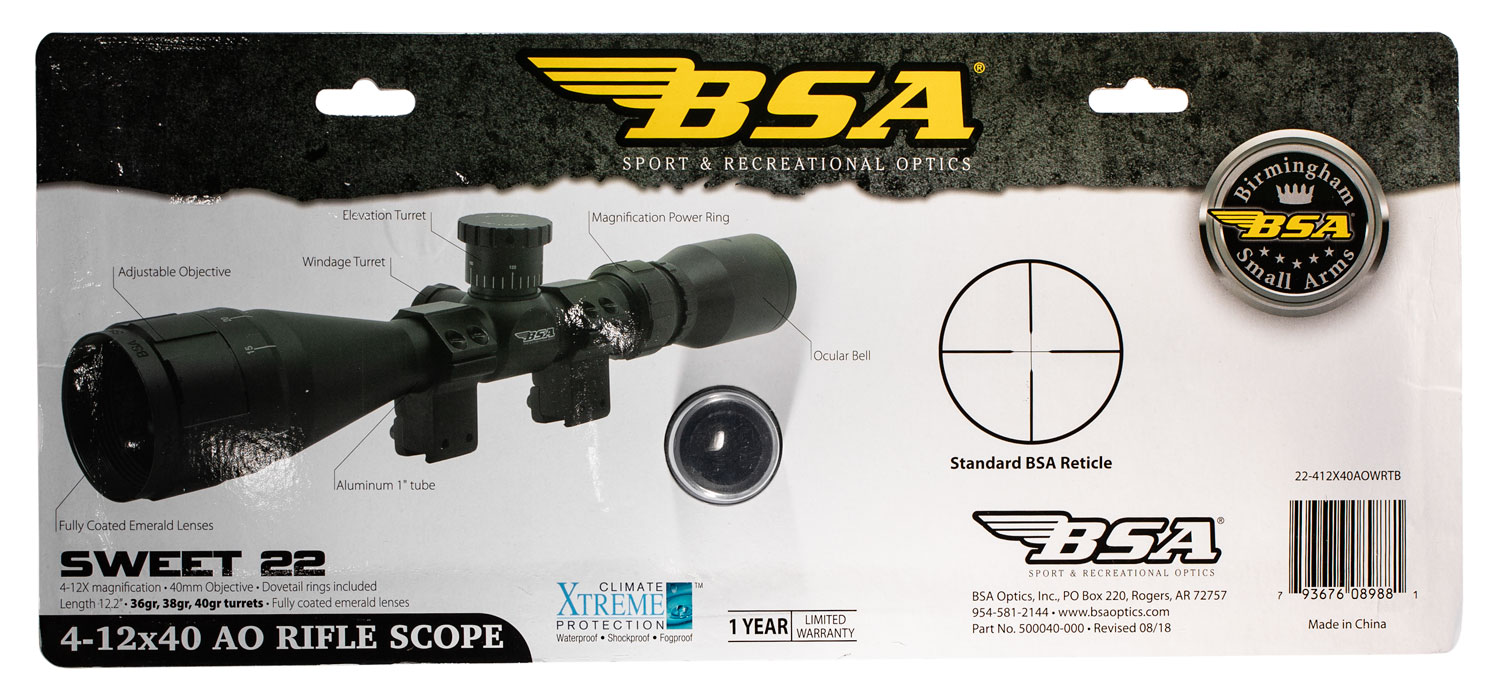 BSA Sweet 22 22412X40AO – Flawless 4-12x Rimfire Scope 6 BSA Sweet 22 22412X40AO additional view
